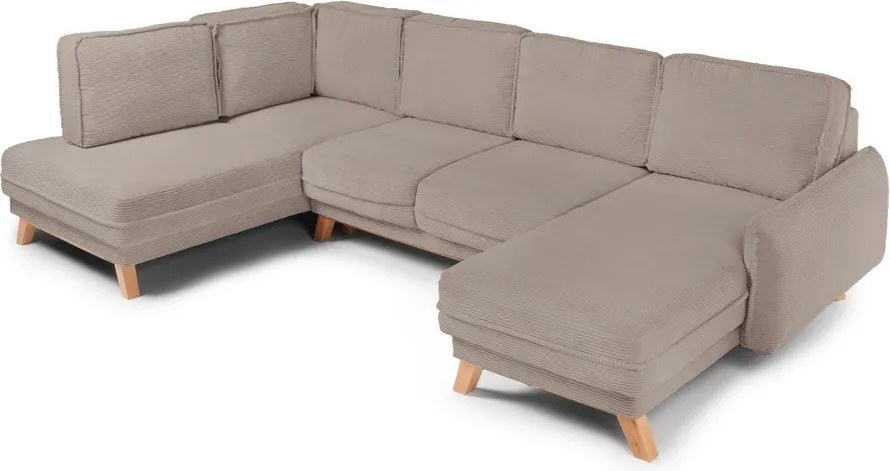 Colțar taupe extensibil/cu spațiu de depozitare cu tapițerie din catifea reiată (cu colț pe partea stângă/în formă de "U") Tori – Bonami Selection