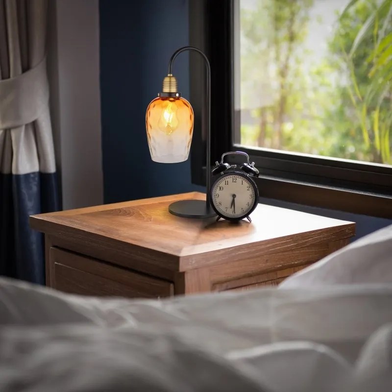 Veioza design decorativ SALVY negru/chihlimbar