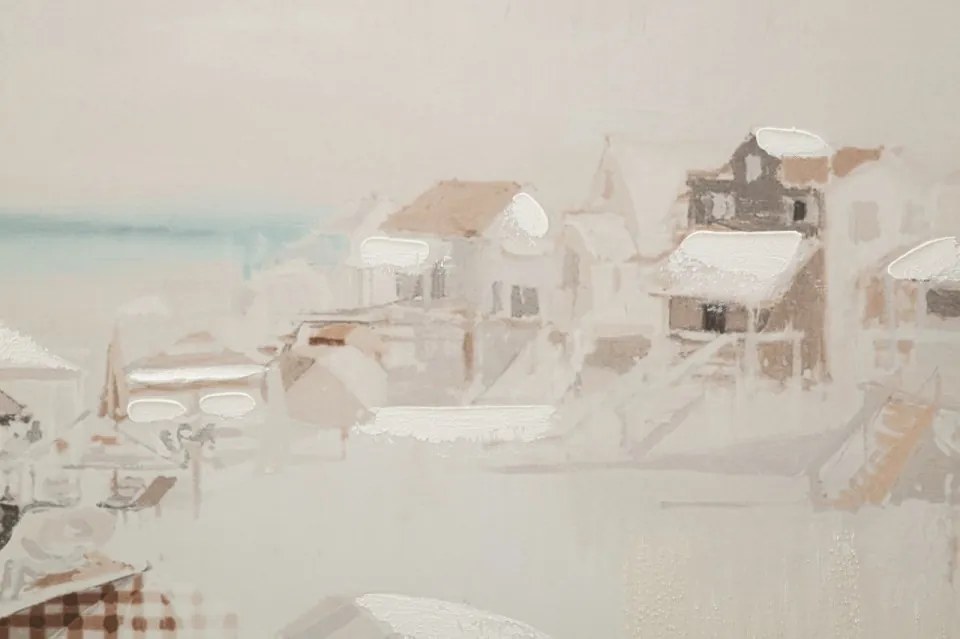 Tablou decorativ multicolor din lemn de Pin si panza, 80x3x120 cm, Beach Mauro Ferretti