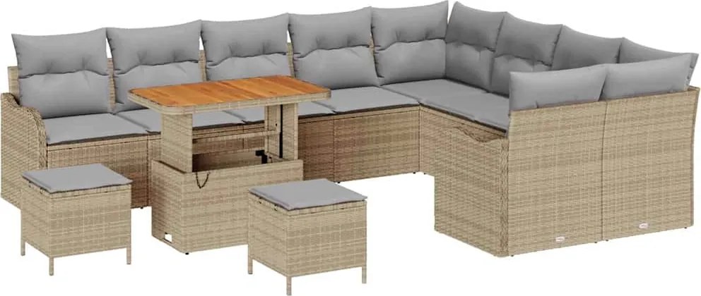 vidaXL Set de canapele pentru grădină 12 pcs Beige și gri deschis