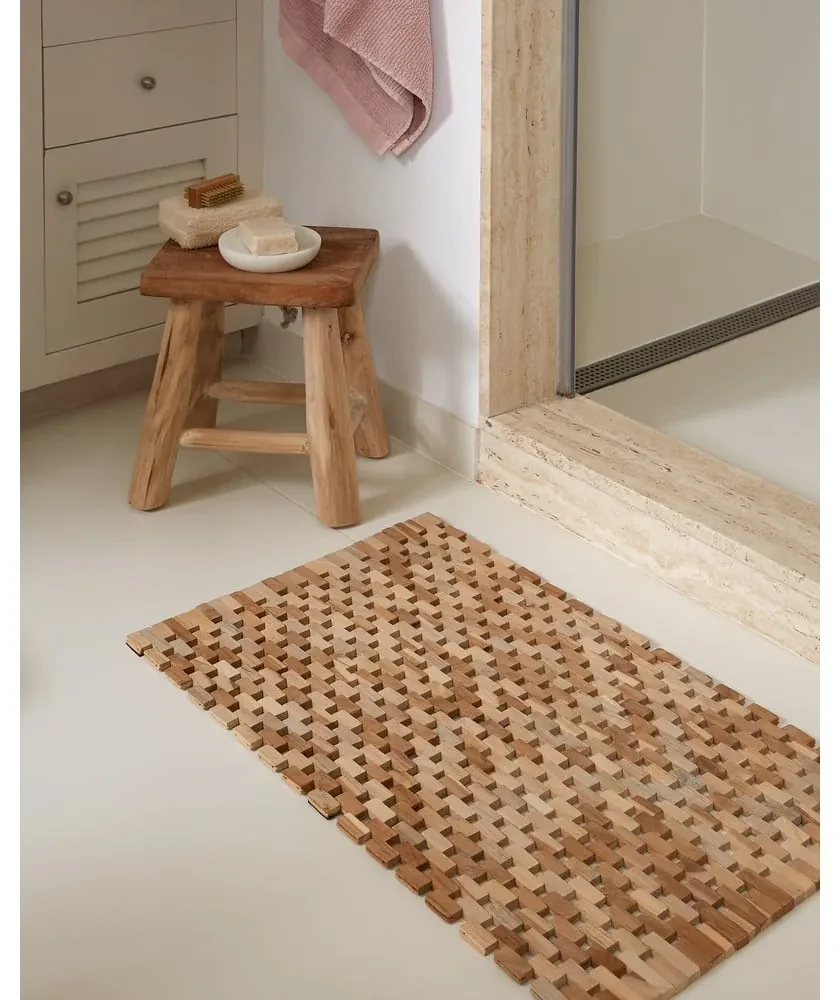 Covoraș din lemn pentru baie Kave Home Azuray, 40 x 60 cm
