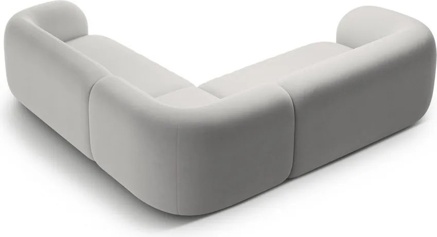 Colțar gri deschis cu tapițerie din catifea Kate – Micadoni