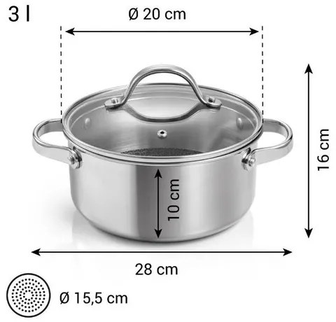 Oală cu capac Tescoma SteelCRAFT diametru 20cm, 3 l