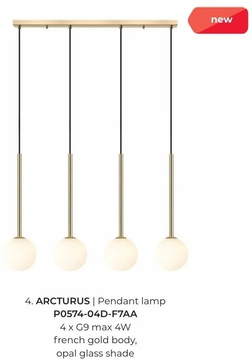 Lustra moderna cu 4 pendule Arcturus auriu