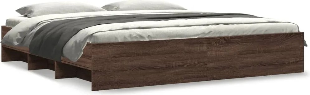vidaXL Cadru de pat fără saltea Stejar maro 200x200 cm Lemn prelucrat