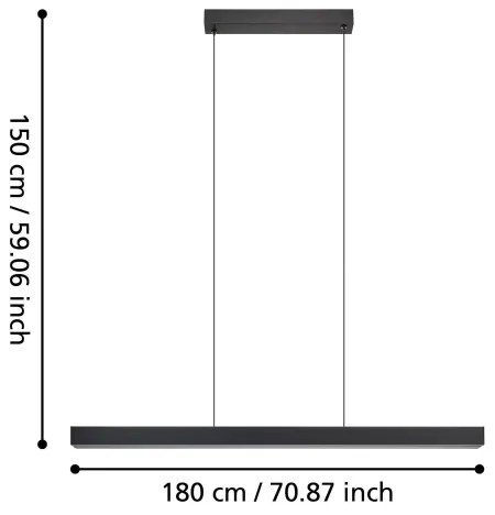 Lustră LED dimabilă pe cablu Eglo 390368 MONTEBUONO LED/20W/230V 3000K negru