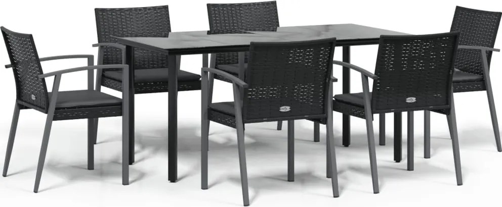 vidaXL Set mobilier de grădină cu perne, 7 piese, poliratan și oțel