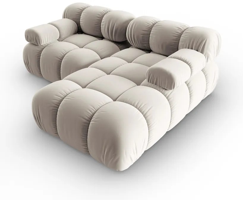 Coltar modular dreapta 3 locuri, Bellis, Micadoni Home, BL, 188x155x70 cm, catifea, bej deschis