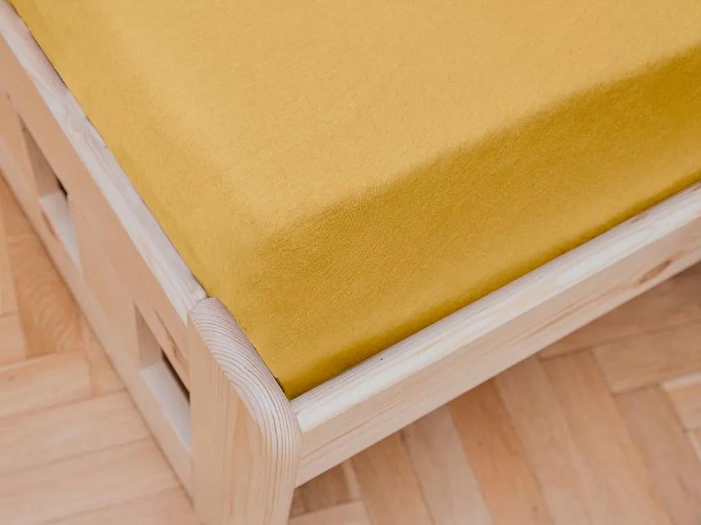 Cearsaf de pat din jerseu pentru patut copii Culoare galben, CORNY 60 x 120 cm