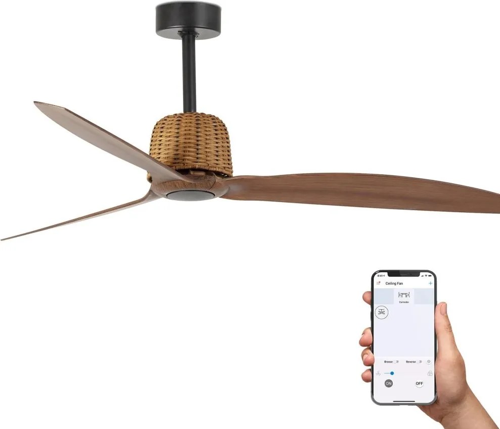 Ventilator aplicat tavan smart sistem TUYA si telecomanda WEAVER M Black/walnut