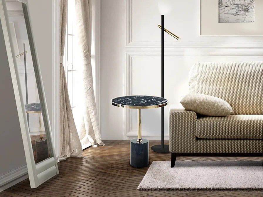 Masuta laterala design modern Dekala negru/auriu SV-258203