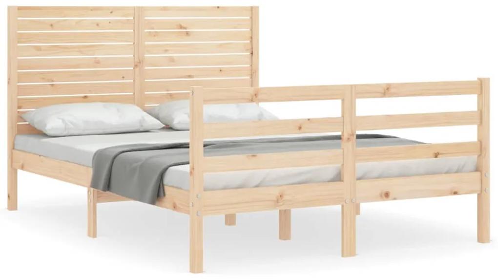 3195001 vidaXL Cadru de pat cu tăblie, dublu, lemn masiv