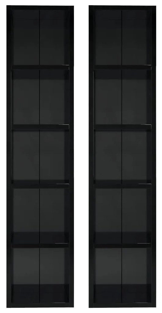 Dulapuri CD-uri 2 buc. negru extralucios 21 x 16 x 93,5 cm PAL 2, negru foarte lucios