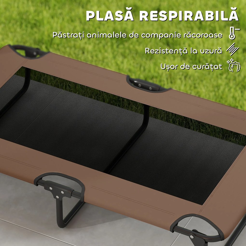 PawHut Pat Pliabil pentru Câini Mari cu Țesătură Tip Plasă, 107x61x20cm, Maro | Aosom Romania