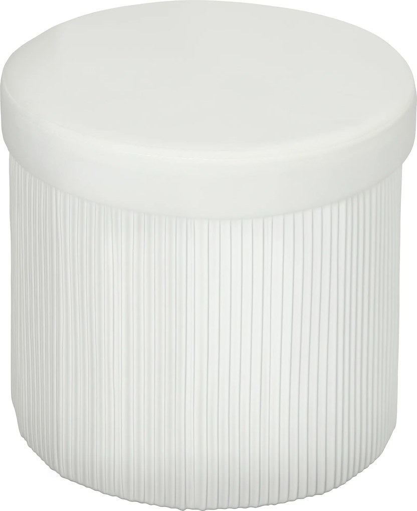 HOMCOM Puf depozitare Bancă depozitare pliabilă 35 L 38x38x38 cm Tapițerie din Catifea Cufăr de Depozitare Rotund Crem | Aosom Romania