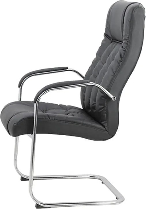 Scaun vizitator negru OFF 8115 din piele sintetică și cadru cromat tip sanie