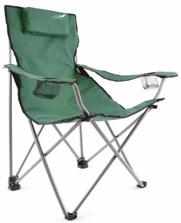 Scaun de camping pliant DIVERO cu pernă - verde