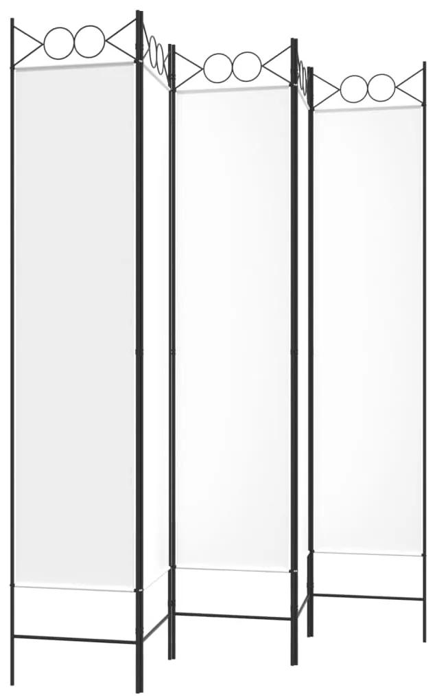 Paravan de camera cu 5 panouri, alb, 200x200 cm, textil Alb, 200 x 200 cm, 1