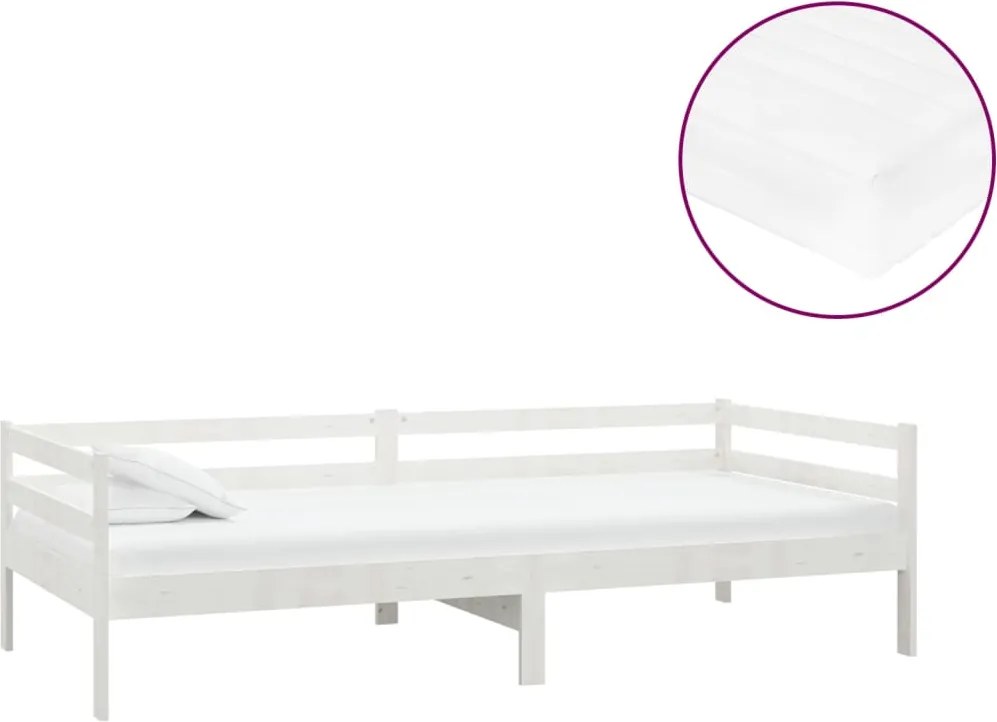 vidaXL Pat de zi cu saltea, 90x200 cm, lemn masiv de pin