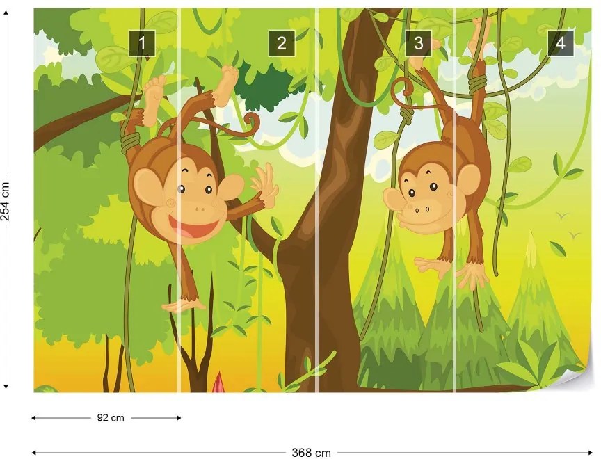 Fototapet GLIX - Jungle Monkeys + adeziv GRATUIT Papírová tapeta  - 368x254 cm