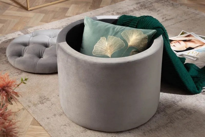 Taburete cu spatiu de depozitare Modern Barock 50cm, gri argintiu