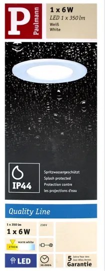 Paulmann 92061 - LED/6W IP44 Lampă încastrată baie QUALITY LINE 230V
