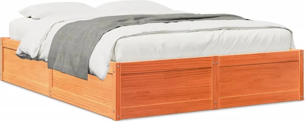 vidaXL Cadru de pat fără saltea, maro ceruit 150x200 cm lemn masiv pin