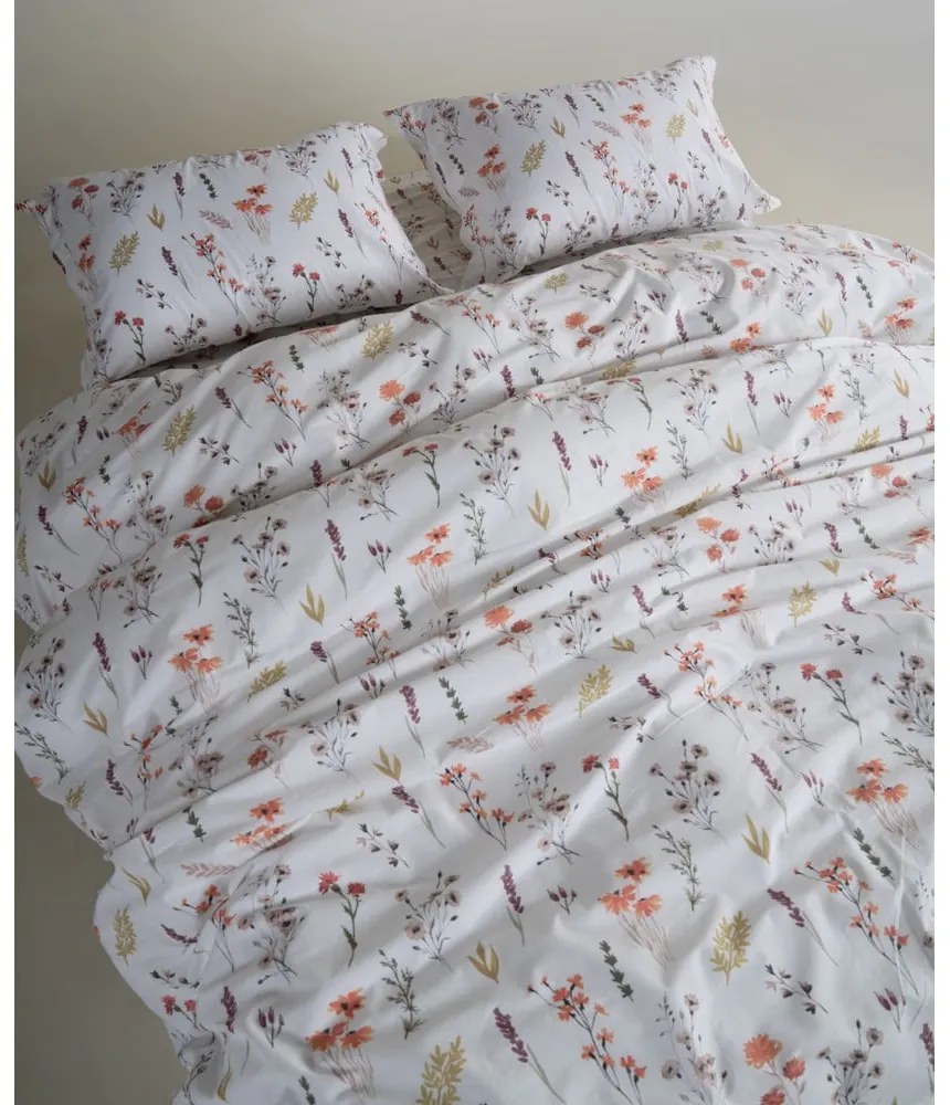 Lenjerie de pat albă din bumbac ranforcé pentru pat dublu, extinsă 240x220 cm Floral Dance Autumn – Mila Home Luxury
