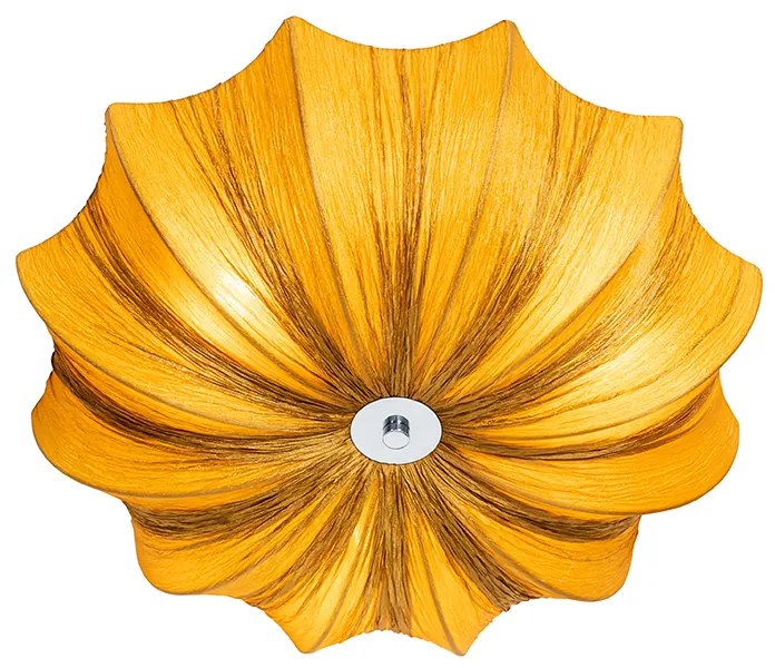 Plafoniera de design aurie din mătase 52 cm cu 3 lumini - Plu