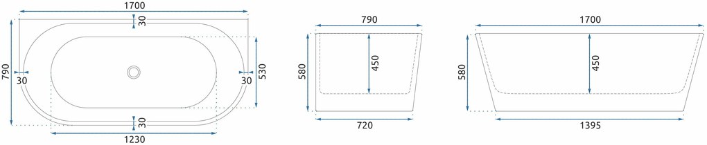 Cada din acril freestanding VENETA 170cm