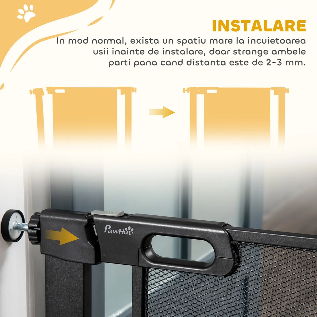 PawHut Poarta de Siguranta Reglabila 76–103 cm pentru Usi/Scari – Negru | Aosom Romania