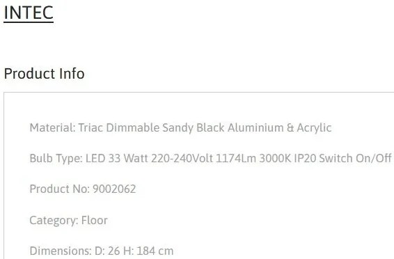 Lampa de podea LED design modern INTEC, negru