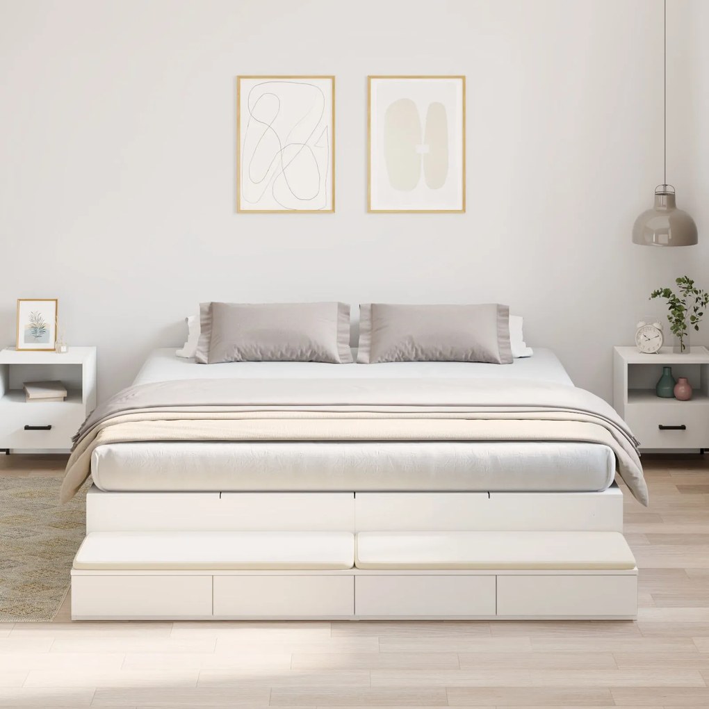 vidaXL Cadru de pat cu depozitare Alb 180x200 cm