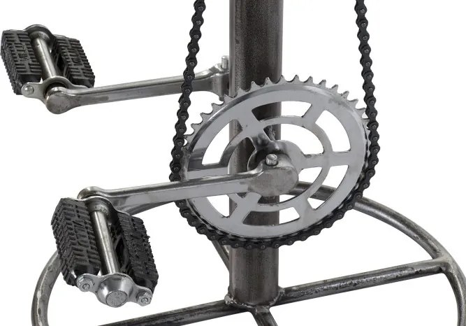 Scaun de bar vintage din metal și piele naturală maro, cu pedale, „Pedals"