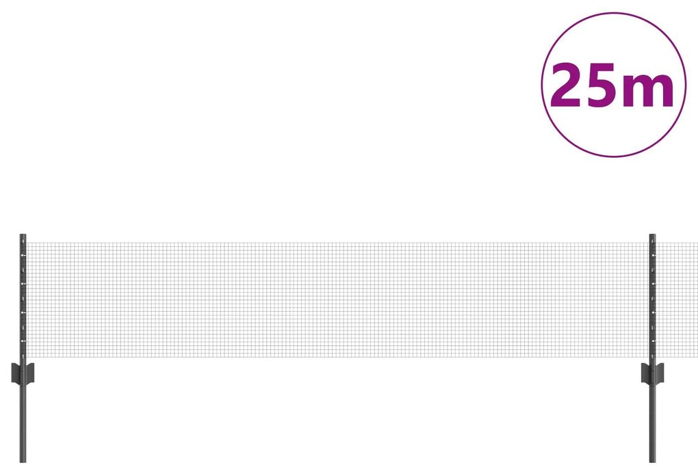 vidaXL Gard cu Stâlp Gri 0,4 x 25 m Oțel și PVC