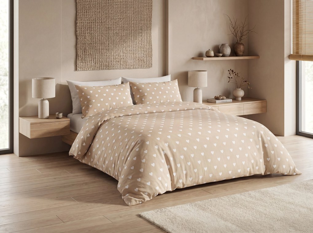 Lenjerie de pat din polibumbac HEARTILO POLY bej Dimensiune lenjerie de pat: 2 buc 70 x 90 cm | 200 x 220 cm