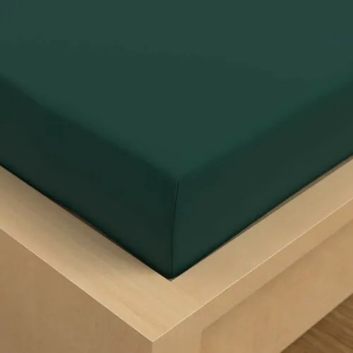 Kvalitex Satin foaie cu elastic verde închis, 140 x 200 cm