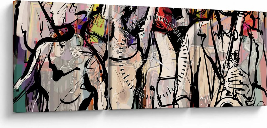 Tablou - Seara de jazz (cu ceas) (90x30 cm)