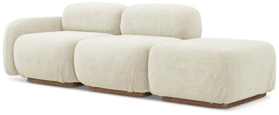 Șezlong modular crem cu tapițerie din țesătură bouclé (cu colț pe partea dreaptă) Ailani – Makamii