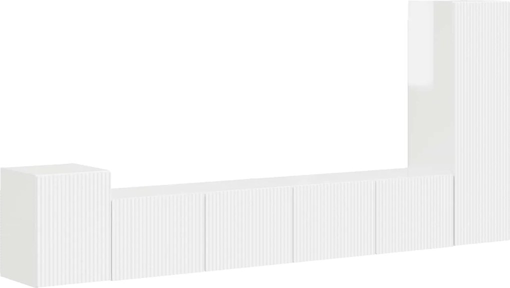 vidaXL Set comodă TV Pe perete 3 pcs Alb lucios Lemn compozit