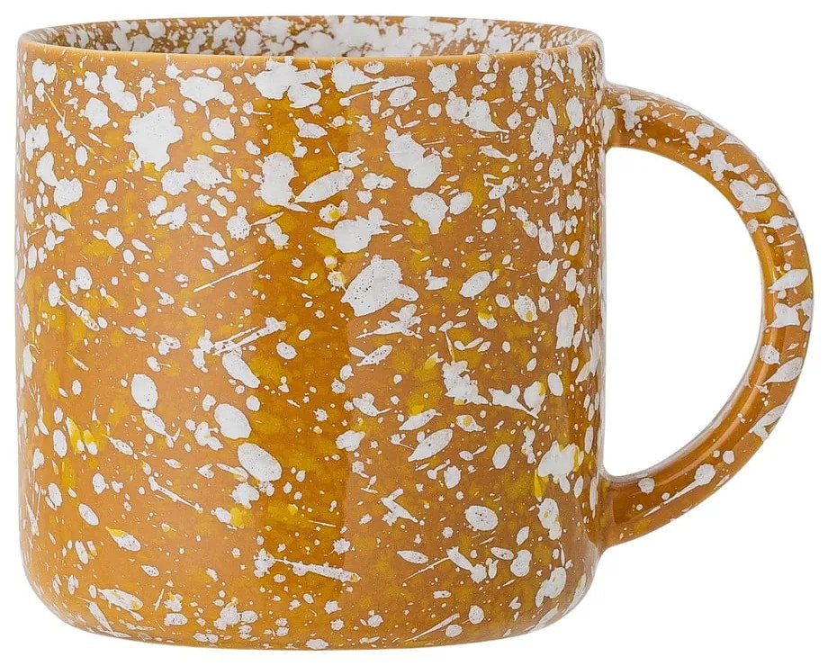 Cană din gresie ceramică Bloomingville Carmel, 350 ml, portocaliu-alb