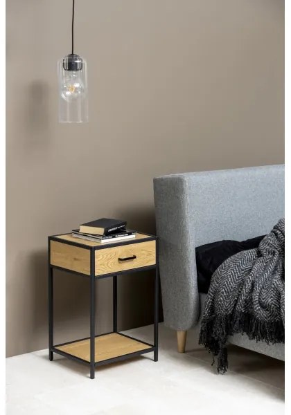 Noptieră SARON stejar/negru