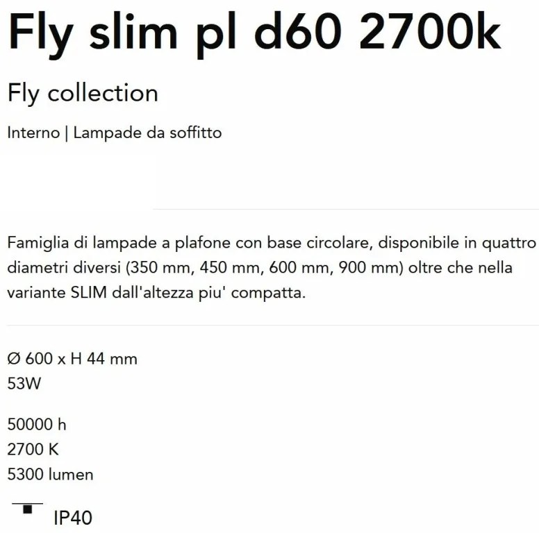 Plafoniera LED moderna Fly slim pl d60 2700k