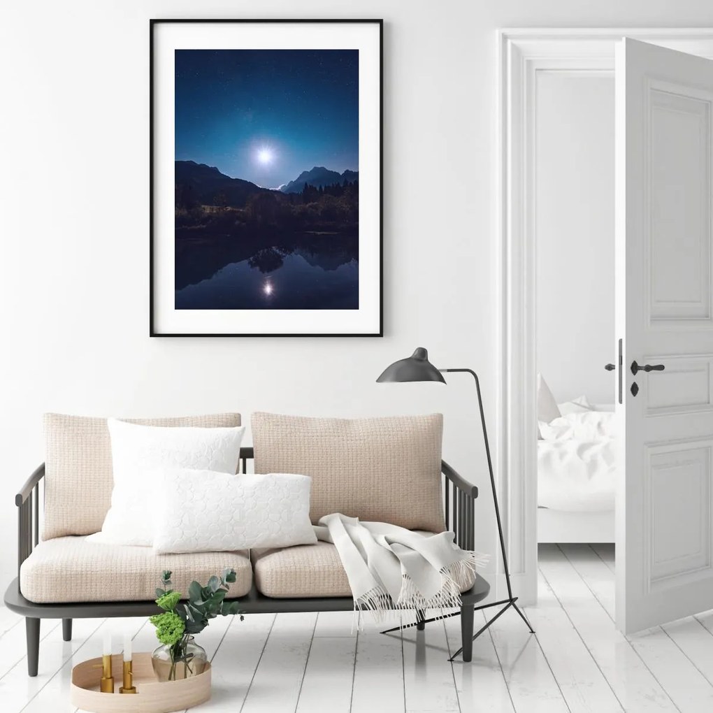 Poster - Lună plină deasupra lacului (A4)