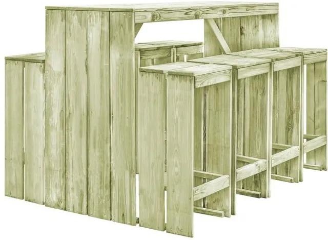 vidaXL Set mobilier de exterior, 9 piese, lemn de pin tratat, FSC