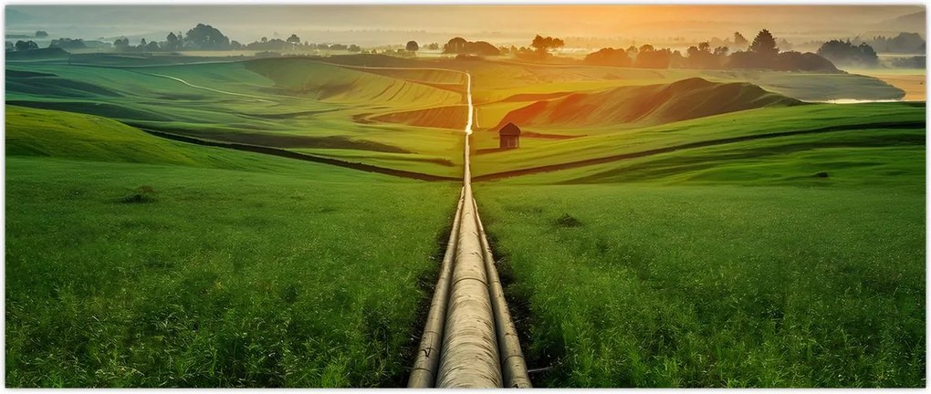 Tablou - Răsărit de soare peste vale (120x50 cm)