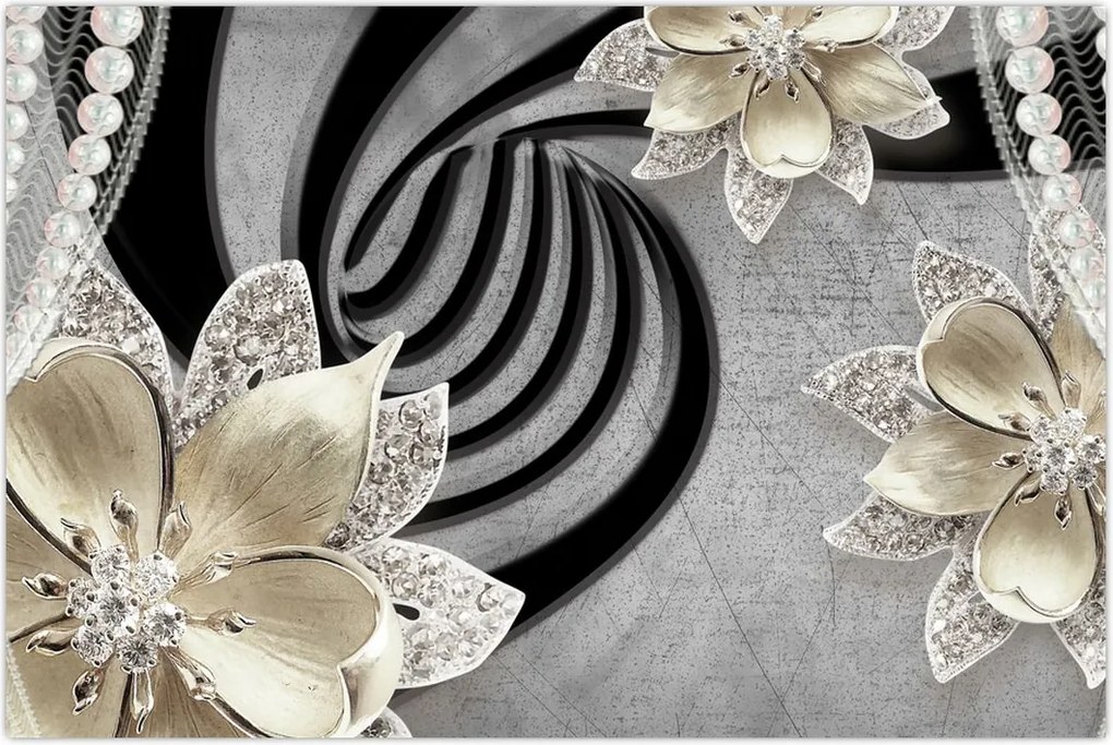 Tablou - 3D Flori aurii (90x60 cm)