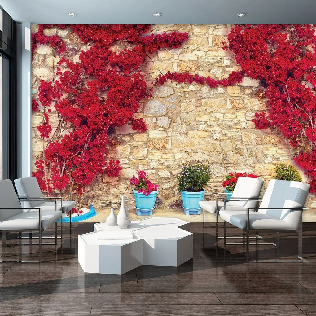 Fototapet - Perete cu flori (152,5x104 cm)