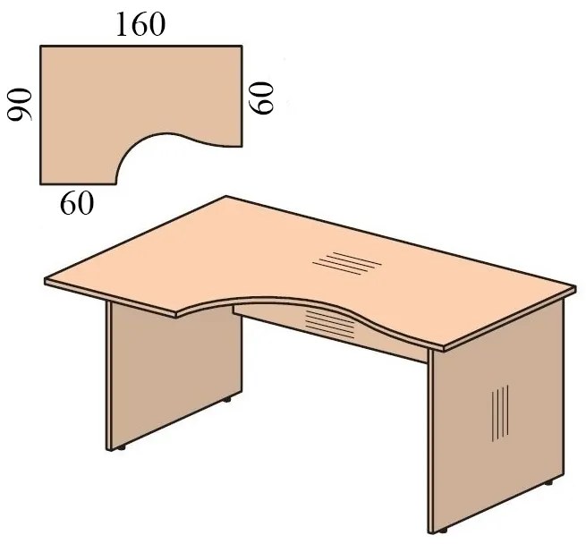 Birou ergonomic Impress 160 x 90 cm, stanga, nuc inchis