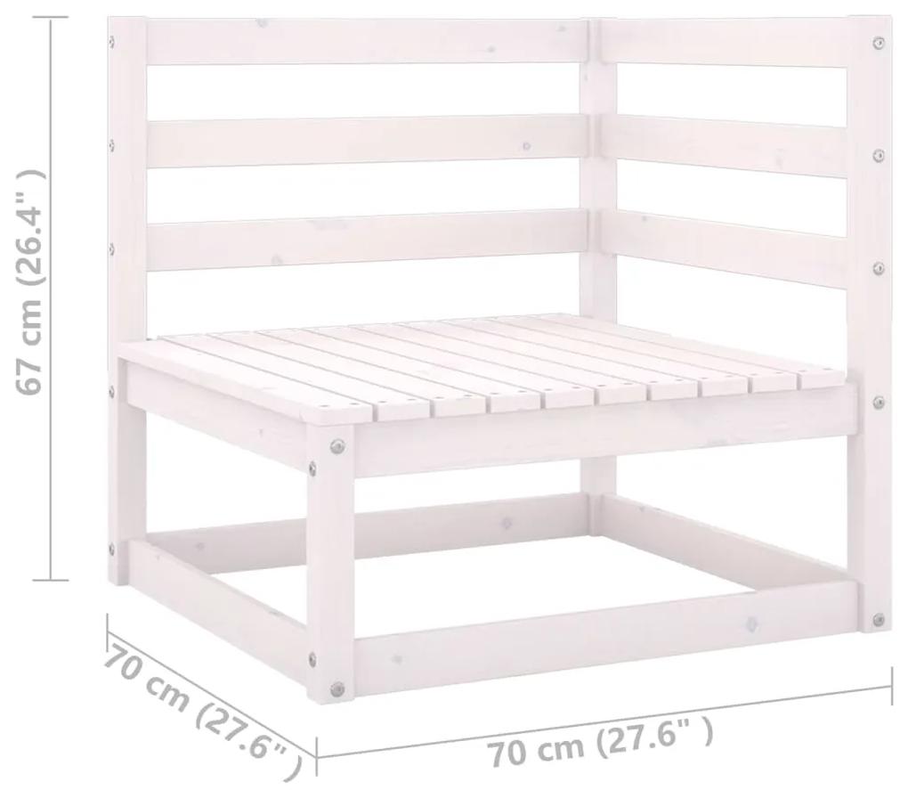 Set mobilier de gradina cu perne, 14 piese, alb, lemn masiv pin Alb, 1, Da